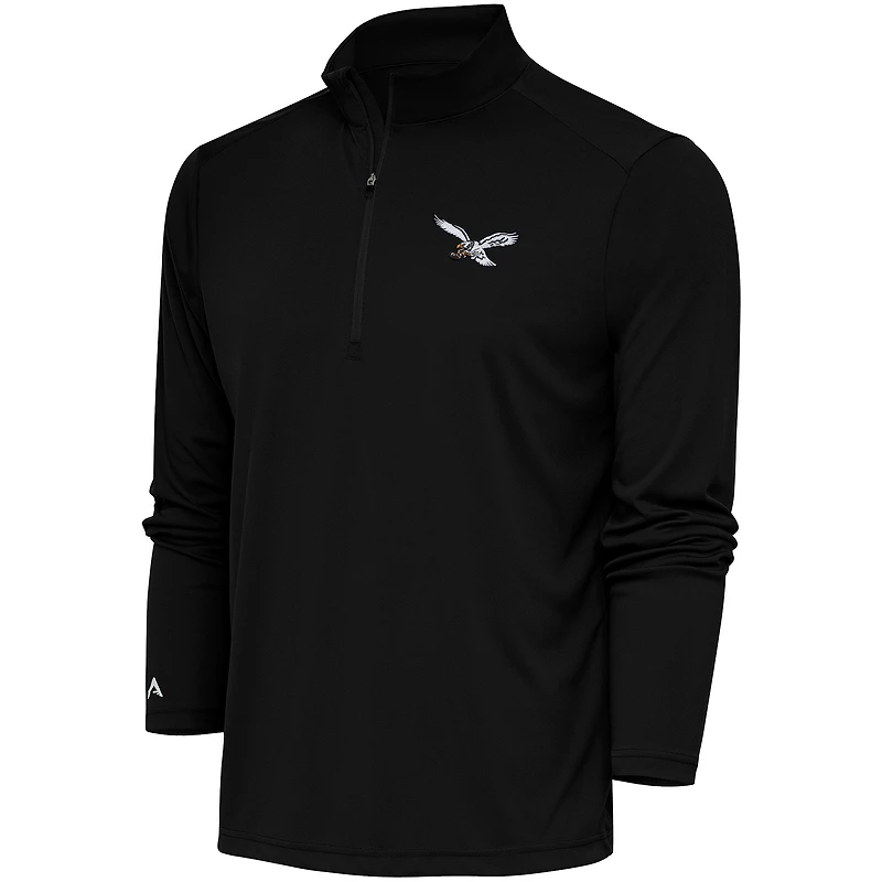 Men's Antigua Philadelphia Eagles Throwback Logo Tribute Quarter-Zip Pullover Top
