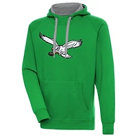 Men's Antigua Kelly Green Philadelphia Eagles Throwback Logo Victory Pullover Hoodie