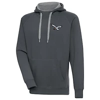 Men's Antigua Charcoal Philadelphia Eagles Throwback Logo Victory Pullover Hoodie