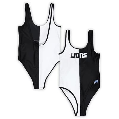 Women's G-III 4Her by Carl Banks Black/White Detroit Lions Last Stand One-Piece Swimsuit