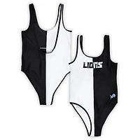 Women's G-III 4Her by Carl Banks Black/White Detroit Lions Last Stand One-Piece Swimsuit