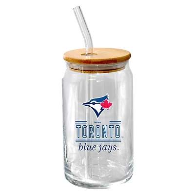 The Memory Company Toronto Blue Jays 16oz. Classic Crew Beer Glass with Bamboo Lid