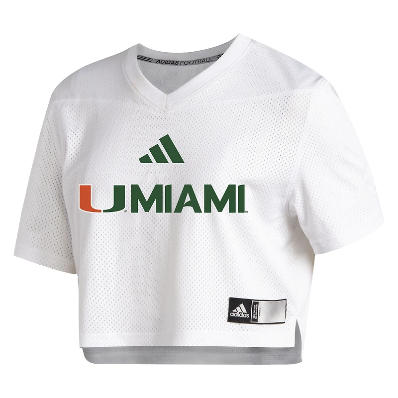 Women's adidas White Miami Hurricanes Crop Jersey