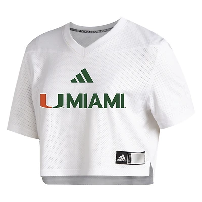 Women's adidas White Miami Hurricanes Crop Jersey