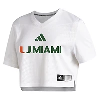 Women's adidas White Miami Hurricanes Crop Jersey