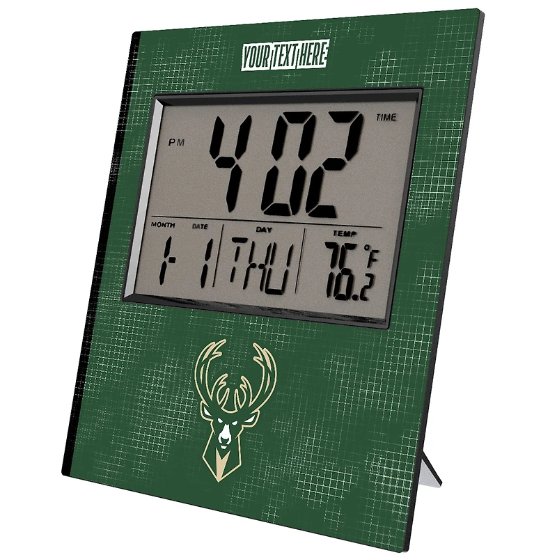 Keyscaper Milwaukee Bucks Cross Hatch Personalized Digital Desk Clock
