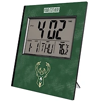 Keyscaper Milwaukee Bucks Cross Hatch Personalized Digital Desk Clock