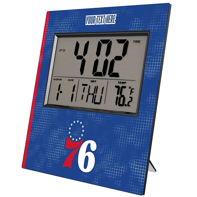Keyscaper Philadelphia 76ers Cross Hatch Personalized Digital Desk Clock