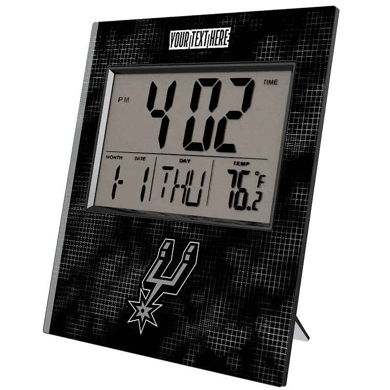 Keyscaper San Antonio Spurs Cross Hatch Personalized Digital Desk Clock