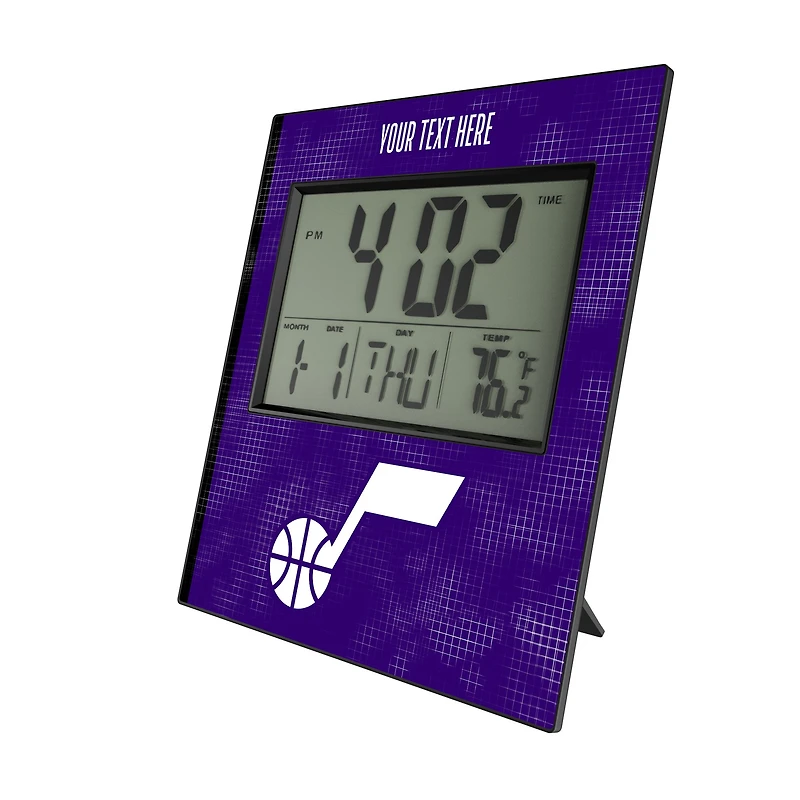 Keyscaper Utah Jazz Cross Hatch Personalized Digital Desk Clock