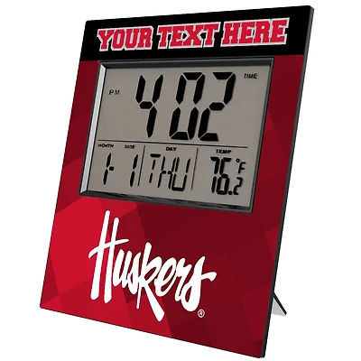 Keyscaper Nebraska Huskers Color Block Personalized Digital Desk Clock
