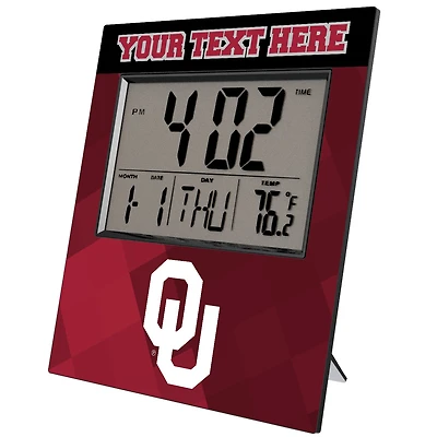 Keyscaper Oklahoma Sooners Color Block Personalized Digital Desk Clock