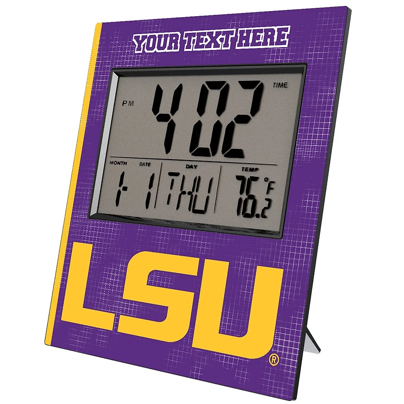 Keyscaper LSU Tigers Cross Hatch Personalized Digital Desk Clock