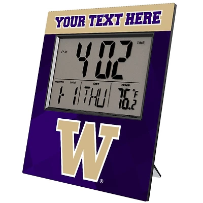 Keyscaper Washington Huskies Color Block Personalized Digital Desk Clock