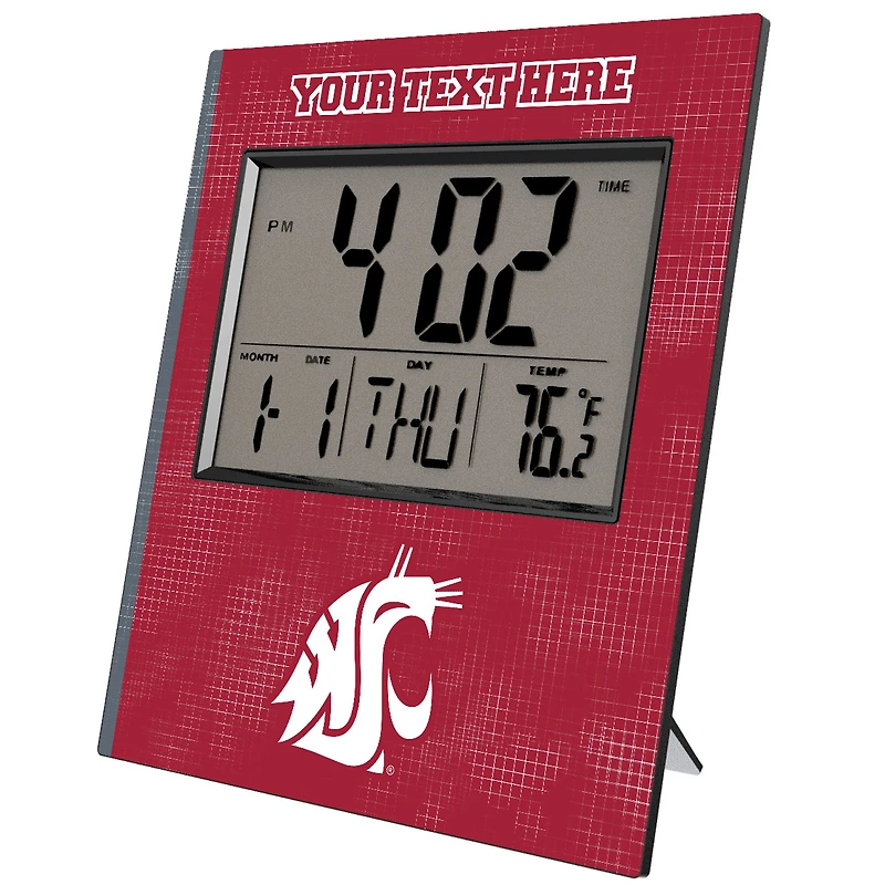 Keyscaper Washington State Cougars Cross Hatch Personalized Digital Desk Clock