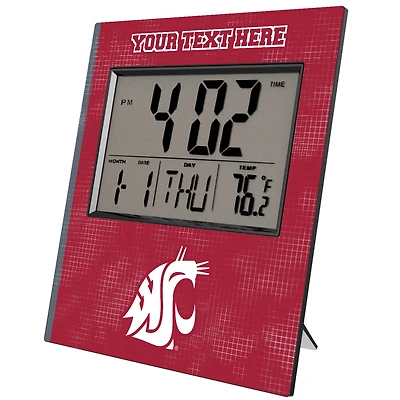 Keyscaper Washington State Cougars Cross Hatch Personalized Digital Desk Clock