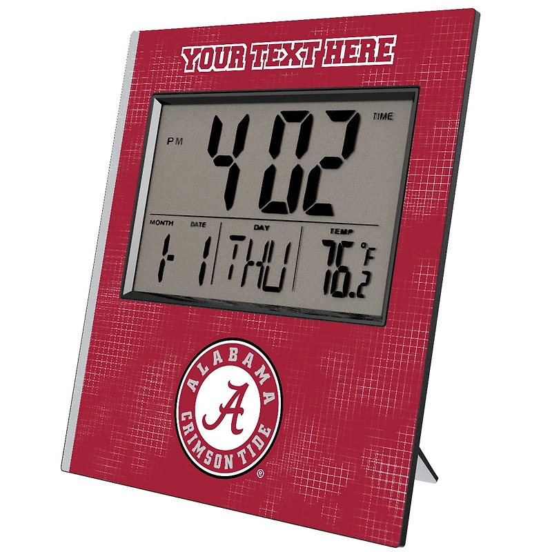 Keyscaper Alabama Crimson Tide Cross Hatch Personalized Digital Desk Clock