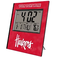 Keyscaper Nebraska Huskers Cross Hatch Personalized Digital Desk Clock