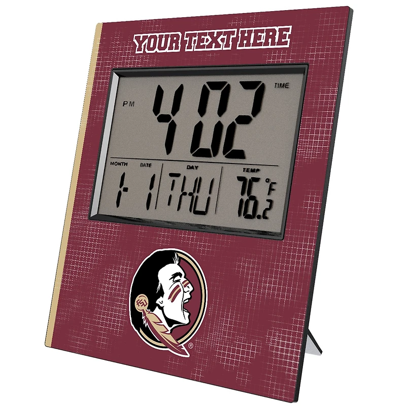 Keyscaper Florida State Seminoles Cross Hatch Personalized Digital Desk Clock