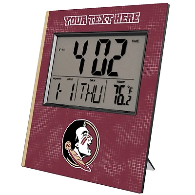 Keyscaper Florida State Seminoles Cross Hatch Personalized Digital Desk Clock