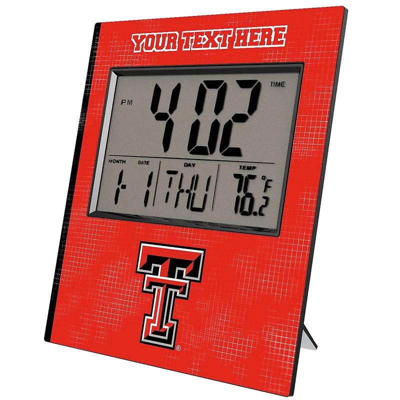 Keyscaper Texas Tech Red Raiders Cross Hatch Personalized Digital Desk Clock