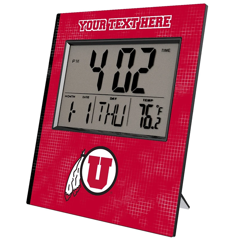 Keyscaper Utah Utes Cross Hatch Personalized Digital Desk Clock