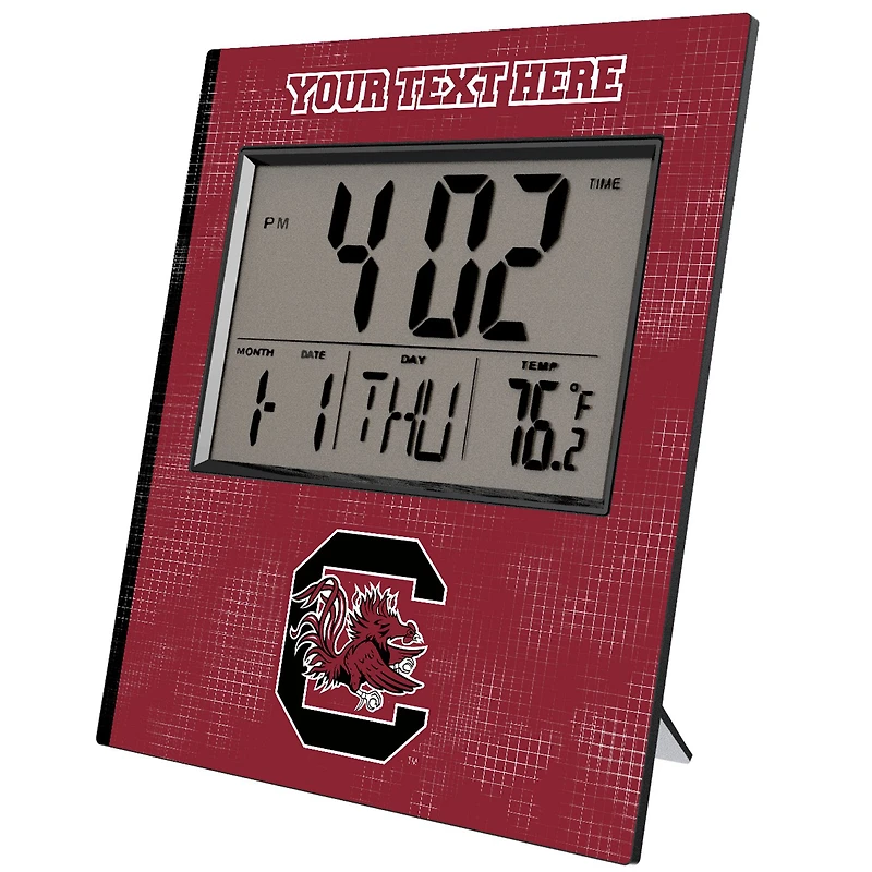 Keyscaper South Carolina Gamecocks Cross Hatch Personalized Digital Desk Clock
