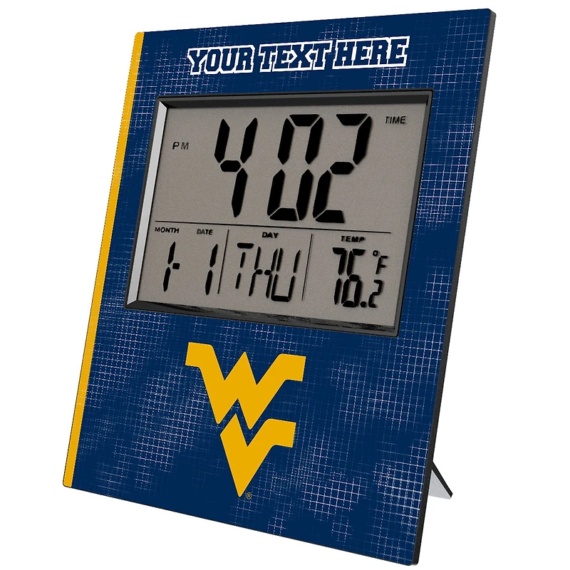 Keyscaper West Virginia Mountaineers Cross Hatch Personalized Digital Desk Clock