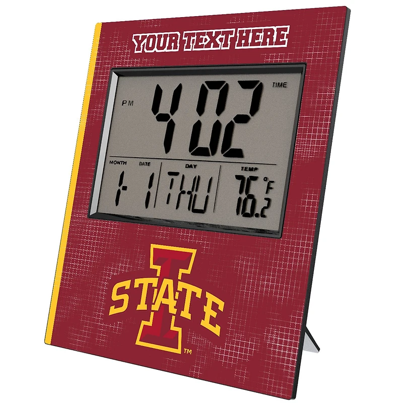 Keyscaper Iowa State Cyclones Cross Hatch Personalized Digital Desk Clock
