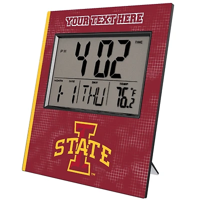 Keyscaper Iowa State Cyclones Cross Hatch Personalized Digital Desk Clock