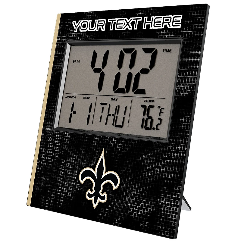 Keyscaper New Orleans Saints Cross Hatch Personalized Digital Desk Clock