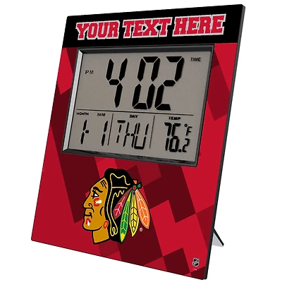 Keyscaper Chicago Blackhawks Color Block Personalized Digital Desk Clock