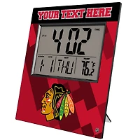 Keyscaper Chicago Blackhawks Color Block Personalized Digital Desk Clock