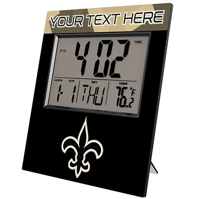 Keyscaper New Orleans Saints Color Block Personalized Digital Desk Clock