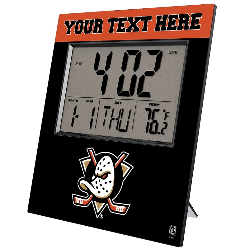 Keyscaper Anaheim Ducks Color Block Personalized Digital Desk Clock