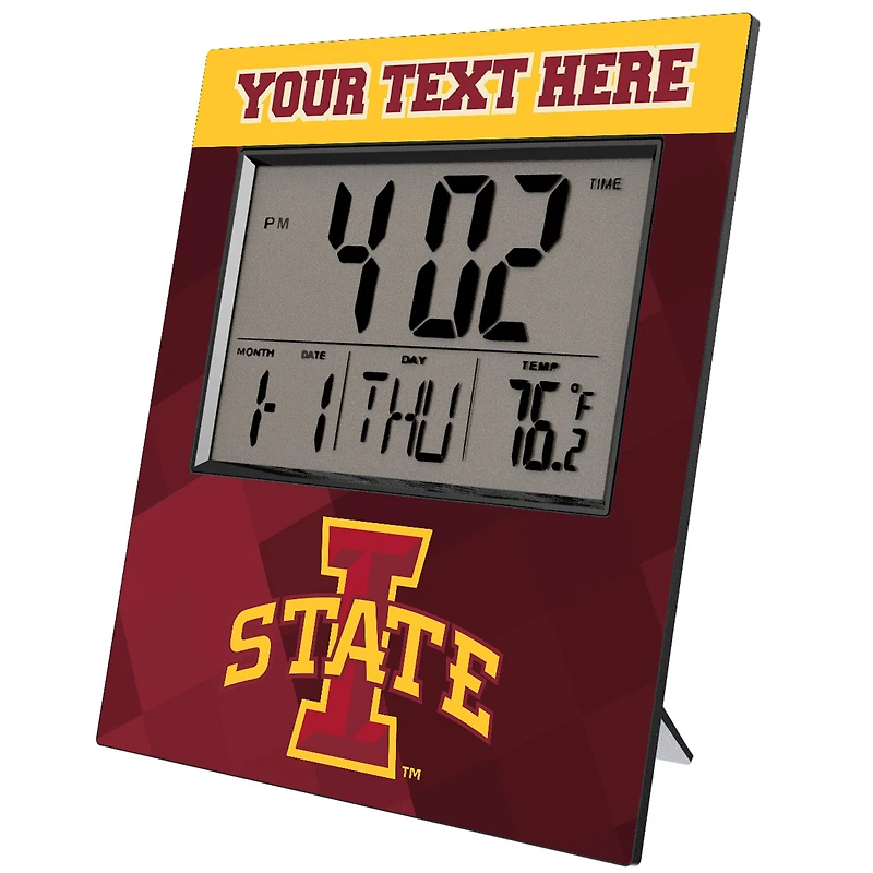 Keyscaper Iowa State Cyclones Color Block Personalized Digital Desk Clock
