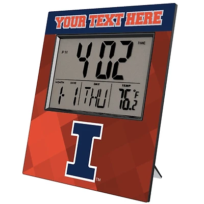 Keyscaper Illinois Fighting Illini Color Block Personalized Digital Desk Clock