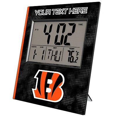 Keyscaper Cincinnati Bengals Cross Hatch Personalized Digital Desk Clock