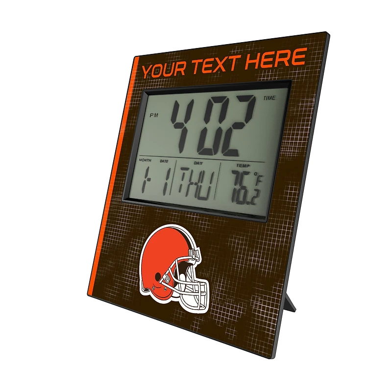 Keyscaper Cleveland Browns Cross Hatch Personalized Digital Desk Clock