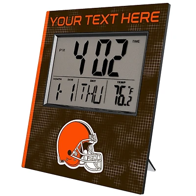 Keyscaper Cleveland Browns Cross Hatch Personalized Digital Desk Clock