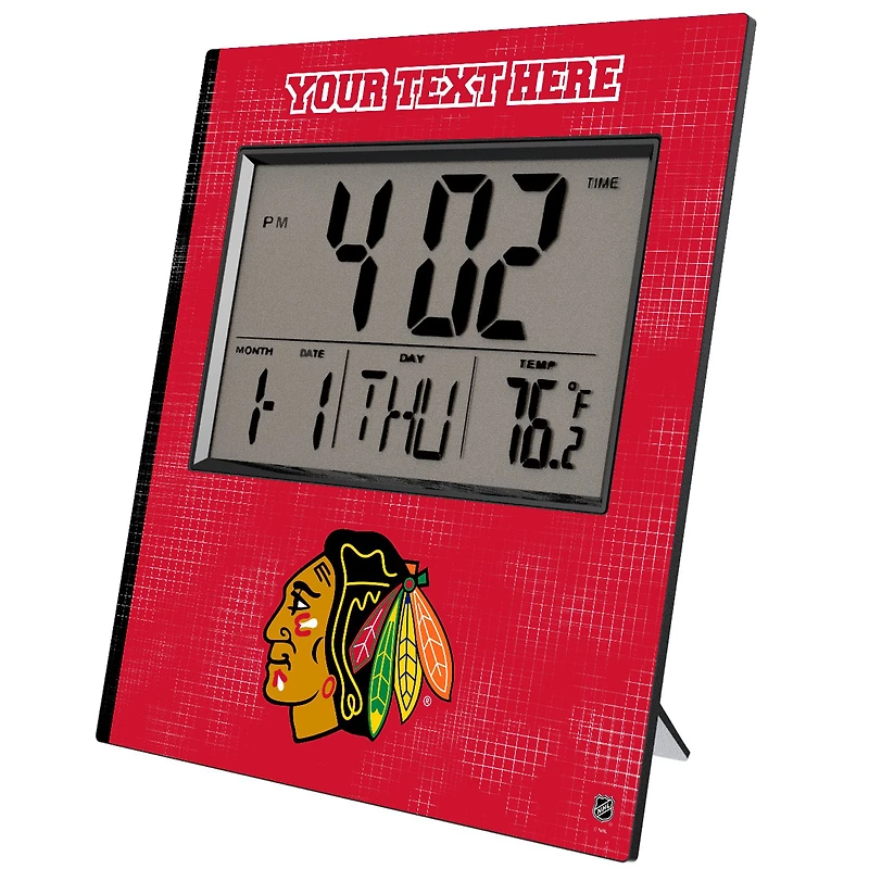 Keyscaper Chicago Blackhawks Cross Hatch Personalized Digital Desk Clock