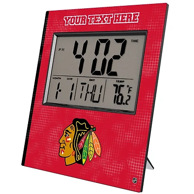 Keyscaper Chicago Blackhawks Cross Hatch Personalized Digital Desk Clock