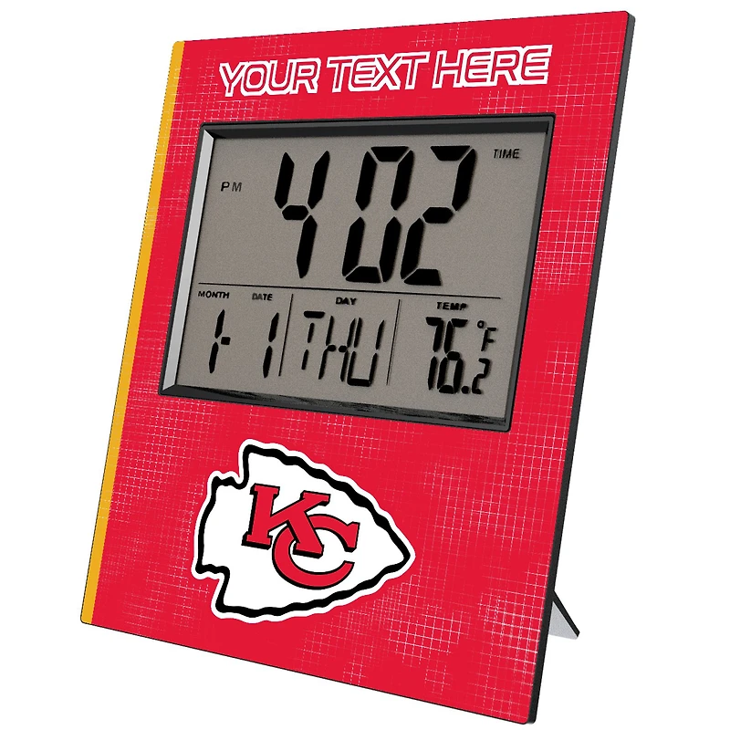 Keyscaper Kansas City Chiefs Cross Hatch Personalized Digital Desk Clock