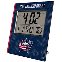 Keyscaper Columbus Blue Jackets Cross Hatch Personalized Digital Desk Clock