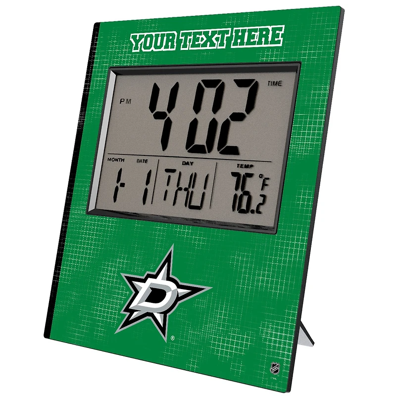 Keyscaper Dallas Stars Cross Hatch Personalized Digital Desk Clock