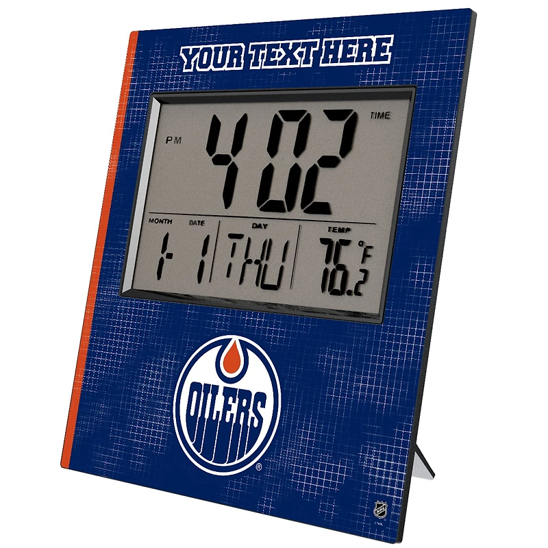 Keyscaper Edmonton Oilers Cross Hatch Personalized Digital Desk Clock