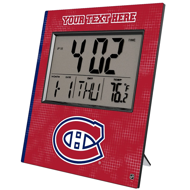 Keyscaper Montreal Canadiens Cross Hatch Personalized Digital Desk Clock