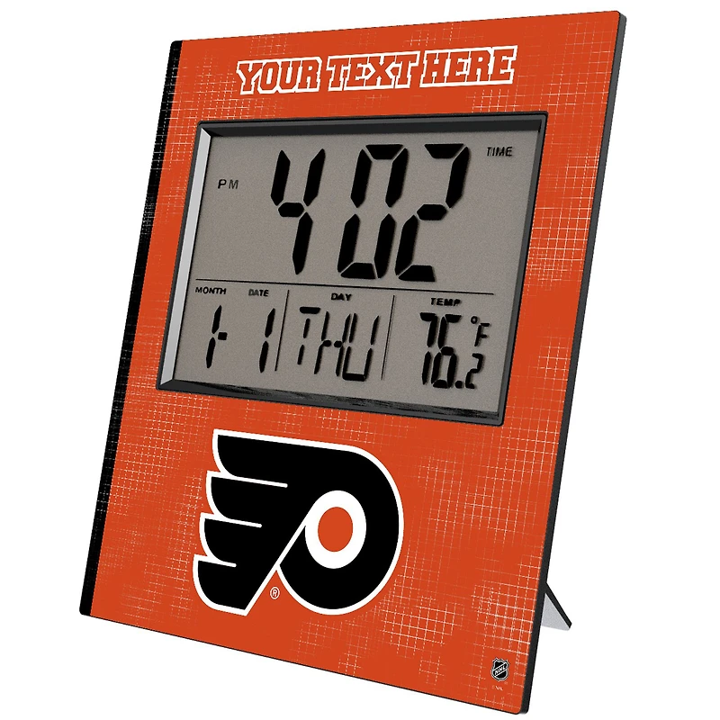 Keyscaper Philadelphia Flyers Cross Hatch Personalized Digital Desk Clock
