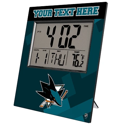 Keyscaper San Jose Sharks Color Block Personalized Digital Desk Clock