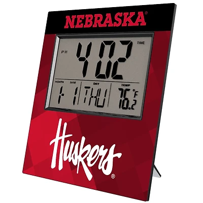 Keyscaper Nebraska Huskers Wordmark Color Block Digital Desk Clock